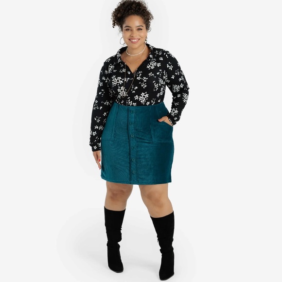Lularoe ADDIE CORDUROY SKIRT in Dark Teal size 3XL - Picture 1 of 16